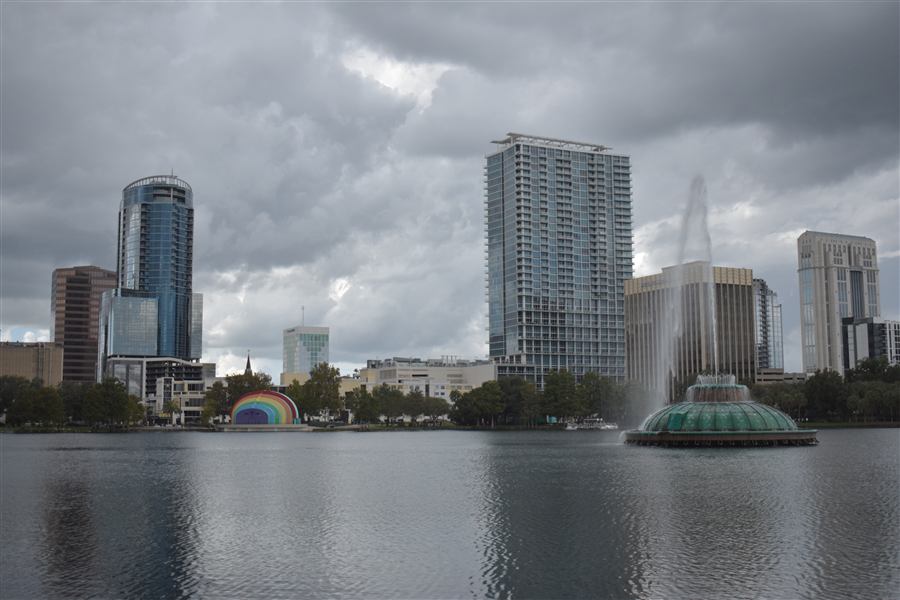 Orlando skyline or streetscape, recognizable, tasteful, daytime