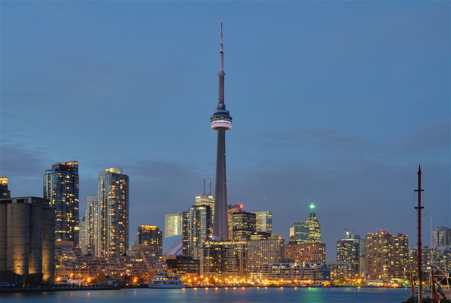 Toronto skyline or streetscape, recognizable, tasteful, daytime